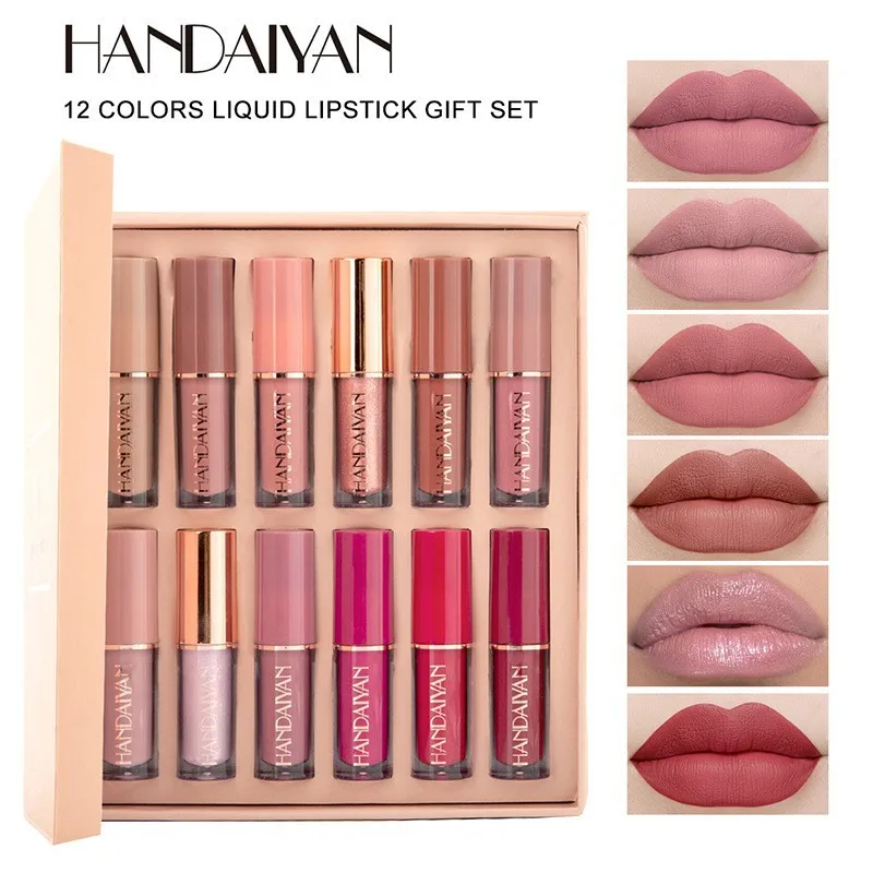 Lip Tint Korean - 12pcs Moisturizing Liquid Lipstick Set Matte
